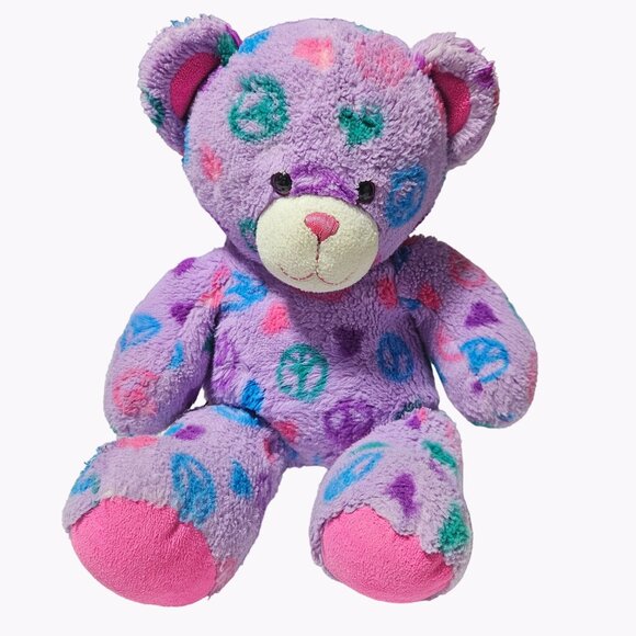 Build A Bear Other - Build A Bear Peace Sign Purple Teddy 15 Inch Plush Stuffed Animal Toy BAB